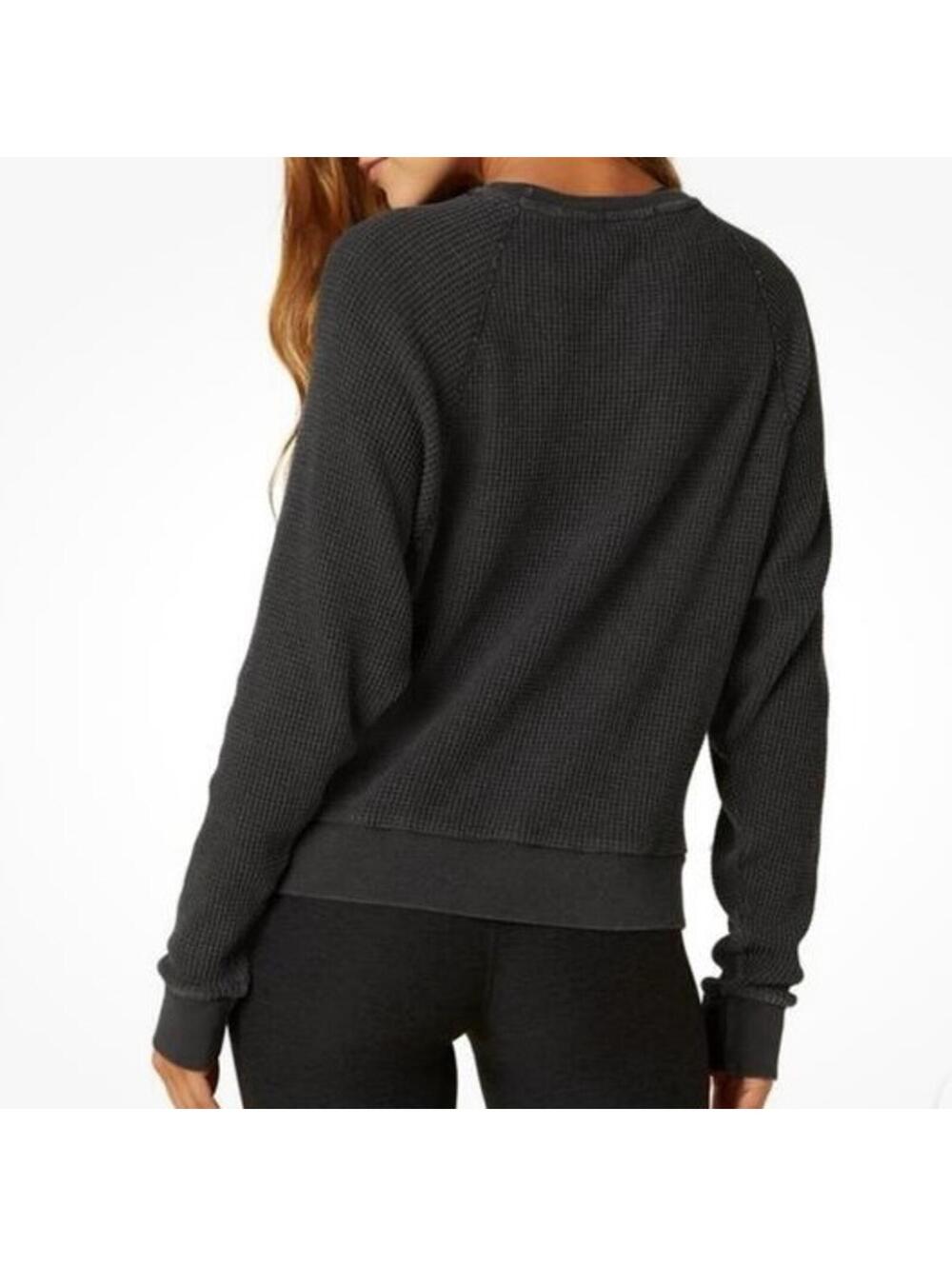 Beyond Yoga With The Band Pullover Waffle Crewneck Sweatshirt Washed Black Large - Picture 12 of 12